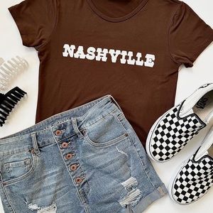 brown nashville baby tee